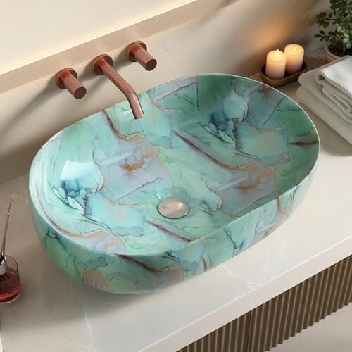 Plantex Ceramic Matt Tabletop Wash Basin for Bathroom/Designer Hand Wash Sink/Oval Countertop Bathroom Sink/Home/Office (21.5 x 13.5 x 6 Inch)