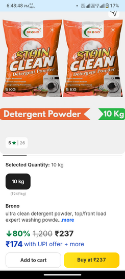 Loot :-Detergent power 10 kg @237