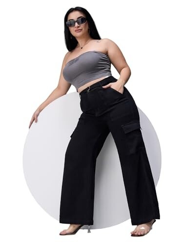 Miss Chase A+ Women's Wide Leg High Rise Regular Stretchable Denim Jeans