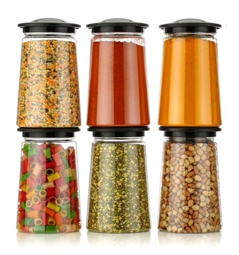 Xiran Kitchen Storage Box (1200Ml Black Set of 6)