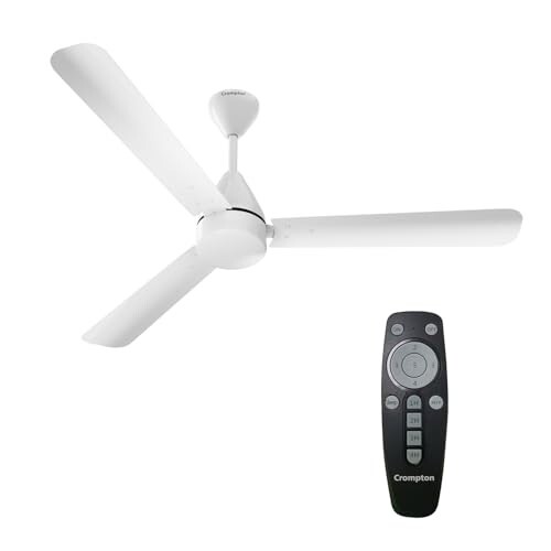 Crompton Energion Hyperjet 1200mm BLDC Ceiling Fan | Point Anywhere Remote Control | BEE 5 Star Rated Energy Efficient | Superior Air Delivery | Anti-Rust | Opal White