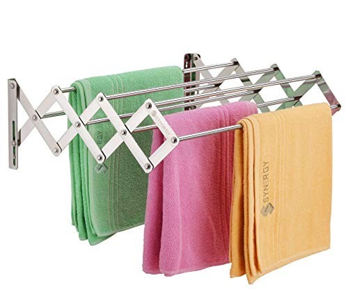 Synergy - 7 Rods - Premium Heavy Duty Stainless Steel Clothes Drying Stand Wall Mounted 