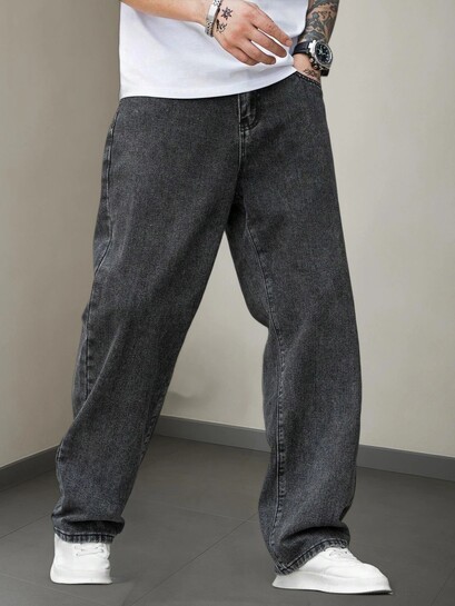 DENIM BOLD Men Loose Fit Mid Rise Dark Grey Jeans