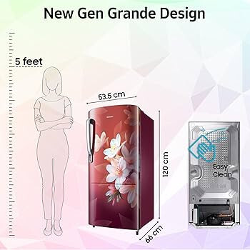 Samsung 183 L, 3 Star, Digital Inverter, Direct-Cool Single Door Refrigerator (RR20H1723WR/HL, Wild Lily Red, Single Touch Defrost, 2026 Model)