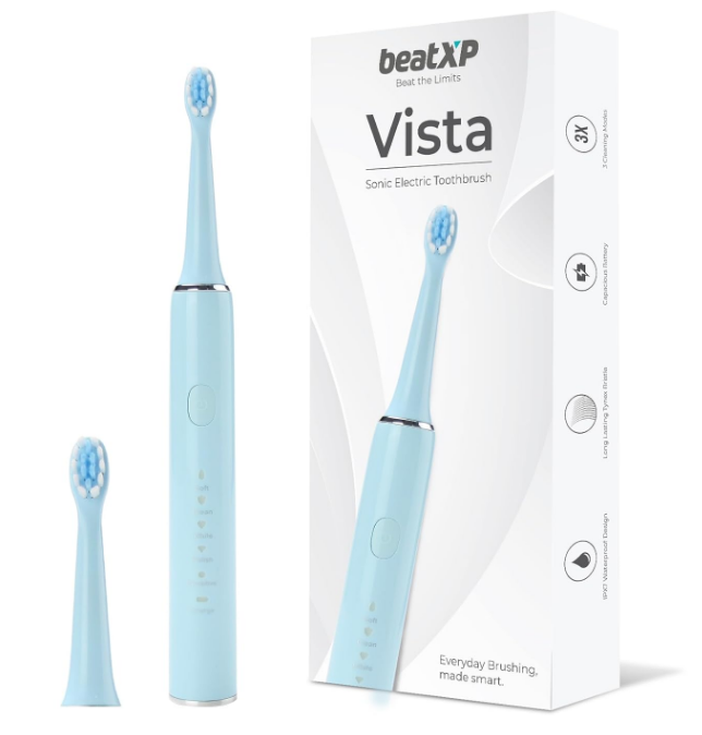 beatXP Vista Sonic Electric Toothbrush for Adults with 2 Brush Heads & 5 Cleaning Modes