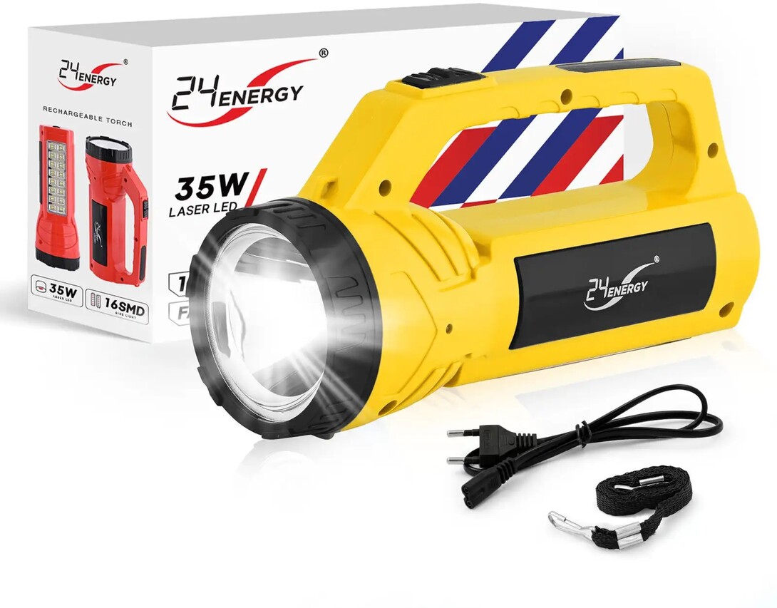 24 ENERGY Duo Hand Torch Light Torch (Yellow, 19 cm, Rechargeable
