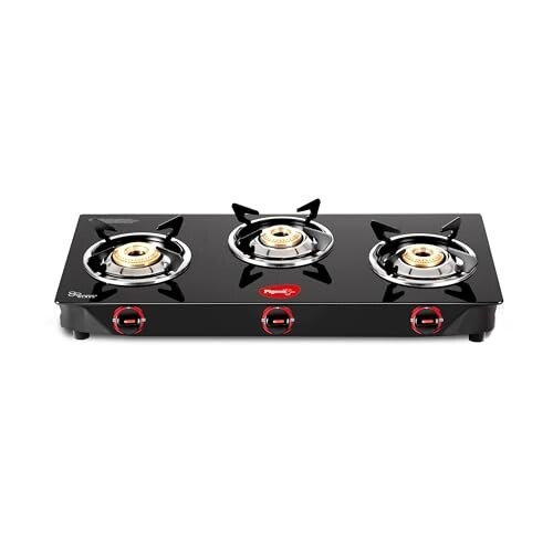 Pigeon by Stovekraft Aster 3 Burner Gas Stove, Black, Manual Ignition