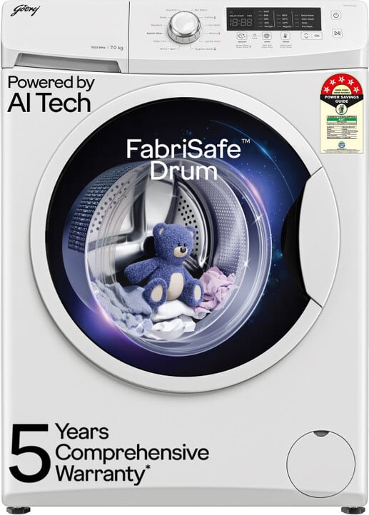 Godrej 7 kg Al Powered, FabriSafe Drum, Eco Wash Fully Automatic Front Load washing Machine