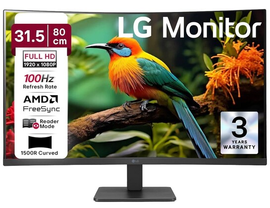 LG 32MR50C 80 cm (31.5 Inch) Full HD Curved (1920x1080) VA PC Monitor w/ 100Hz