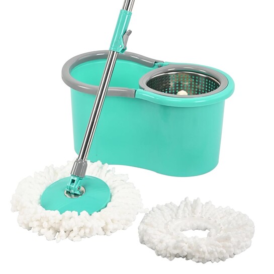 Urbane Home Plastic Spin Mop with Stainless Steel Wringer | Big Bucket Moppers for Cleaning Floor
