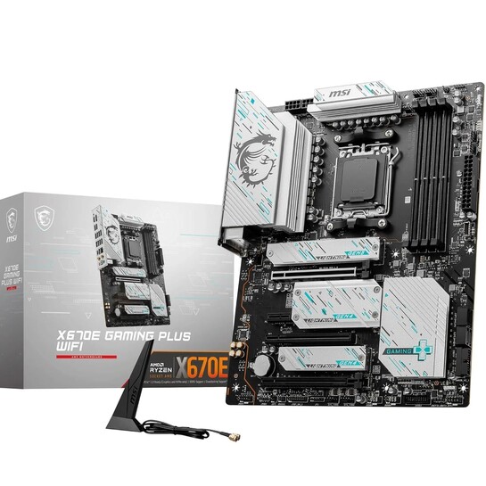 MSI X670E Gaming Plus WiFi Motherboard, ATX - Supports AMD Ryzen 7000 Series Processors, AM5, DDR5 Memory Boost 7800+MHz/OC, 3 x PCIe 5.0 x16, 1 x M.2 Gen5, Wi-Fi 6E
