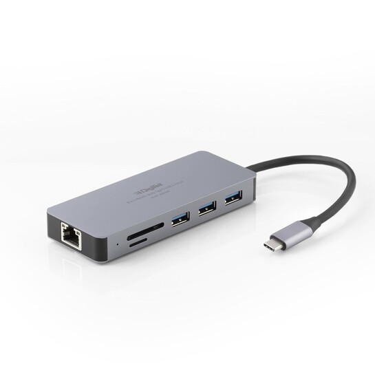 Digitek® (DUH 008) 8-in-1 Type C USB Hub 3.0 with Type C Coupler, Multi-Port Dongle, PD 100W Charging, 4K HDMI, Ethernet