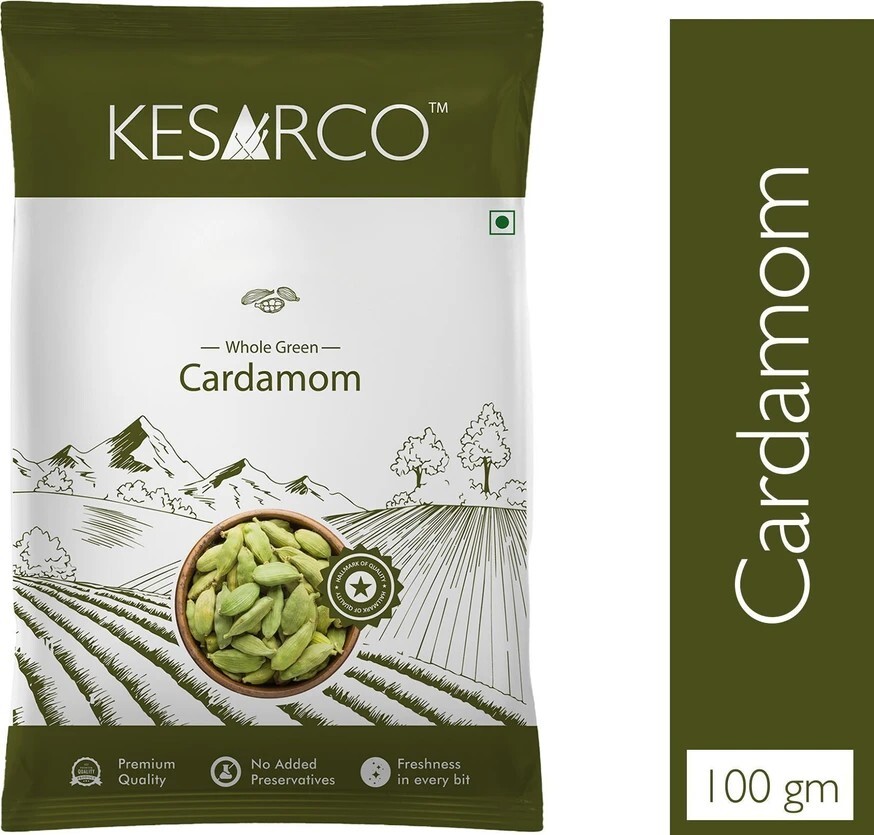 Kesarco Whole Green Cardamom, Elaichi, Kerala Origin 100 gm