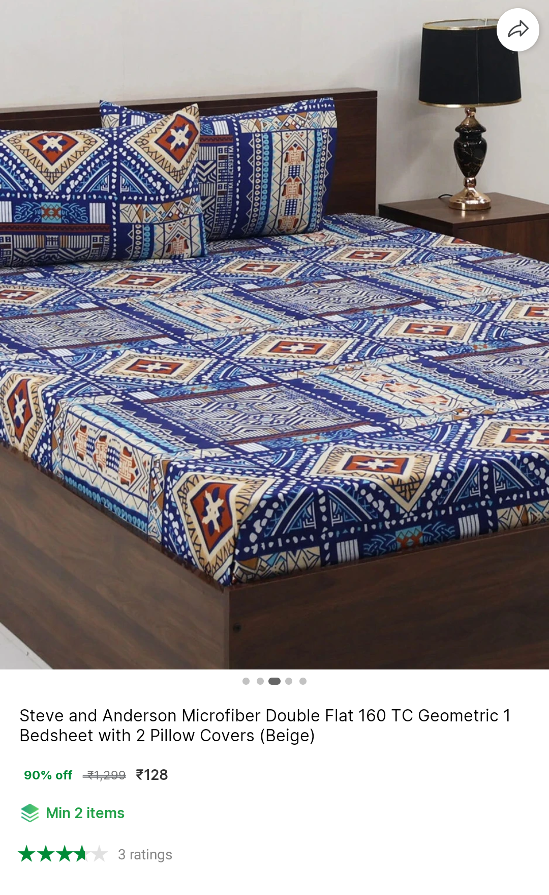 Steve and Anderson Microfiber Double Flat 160 TC Geometric 1 Bedsheet ...