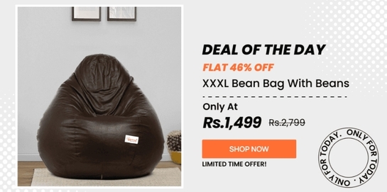 Deal of the day: Classic XXXL Leatherette Bean Bag with Beans in Brown Colour