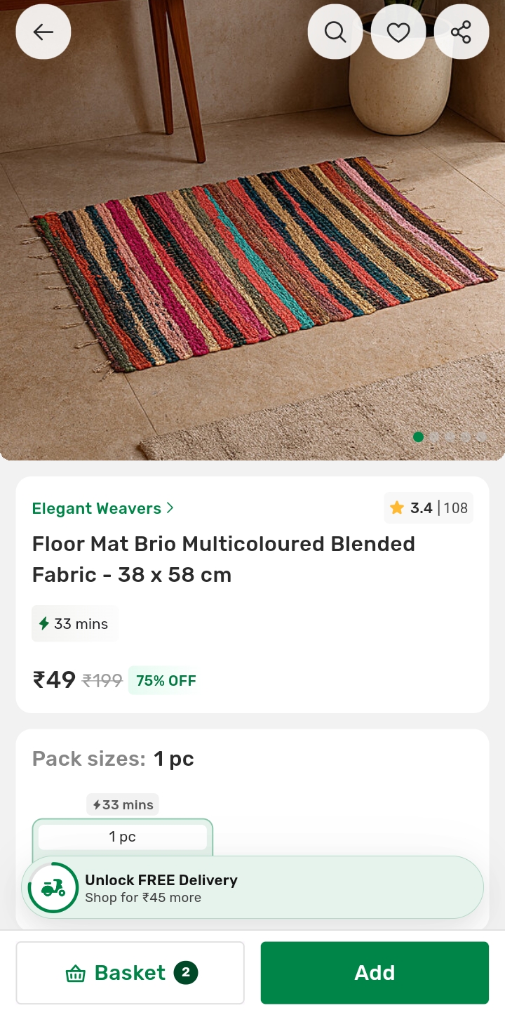Large floor mat - Multicolor @ 49 | Desidime