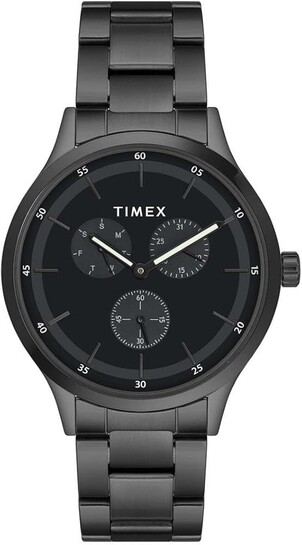TIMEX Analog Watch for Man with Black Round Dial & Black Stainless Steel Bracelet Band