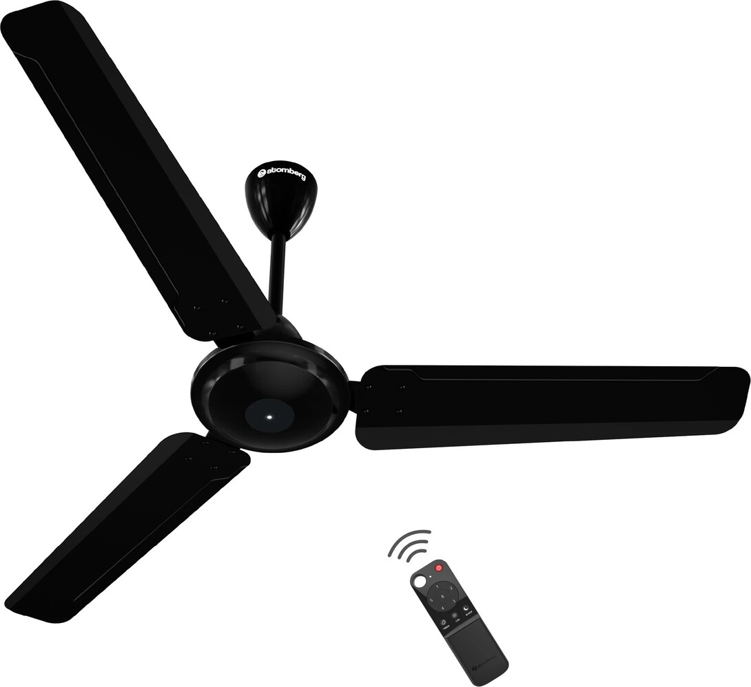 Atomberg Ameza Remote Controlled|High Air Flow|Low Noise|Power Saving | Timeless Design with 2 Year Warranty BLDC Motor with Remote 1200 mm Ceiling Fan (5 Star | Gloss Black | Pack of 1)