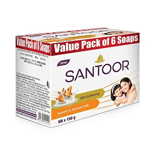 42% off on - Santoor Sandal & Almond Milk Bathing Soap, 150g, Pack of 6 - Rs. 194
