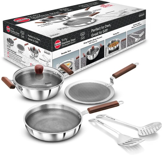 Hawkins Gift Set-Kadhai, Frying Pan, Tava, Lid, Skimmer, Turner (...more)(User specific)