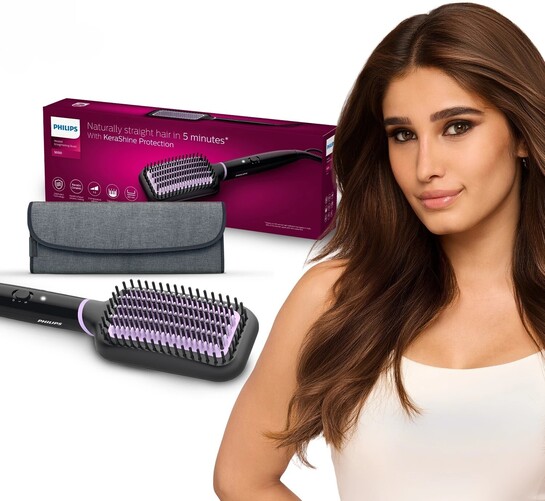 PHILIPS BHH896/10 Hair Straightener Brush (Black)