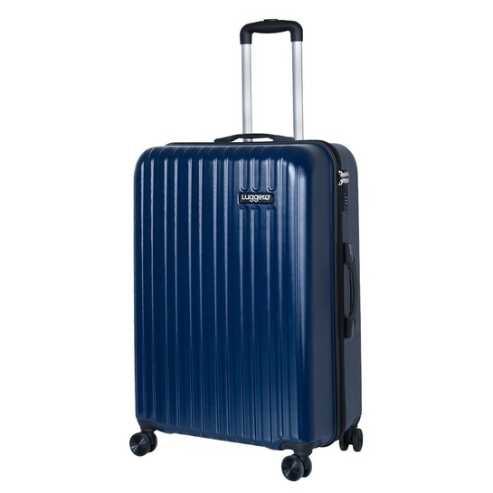 Luggero - Classic Light-Weight and Durable Polycarbonate Silver Unisex Hard Luggage (Dark Blue)