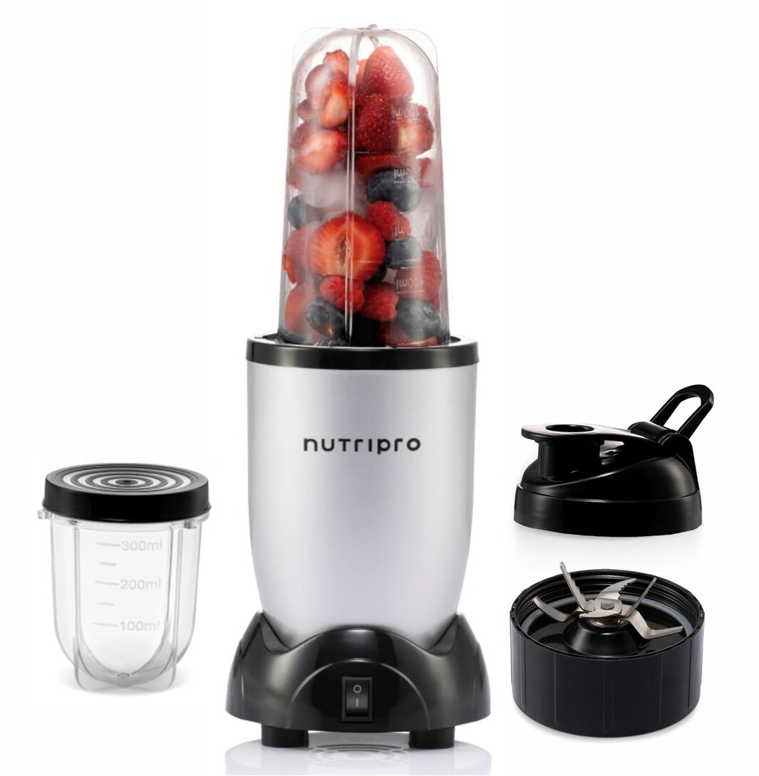 NutriPro Juicer Mixer Grinder - Smoothie Maker - 500 Watt (2 Jars and 1 Blade, Silver) - 2 Years Warranty