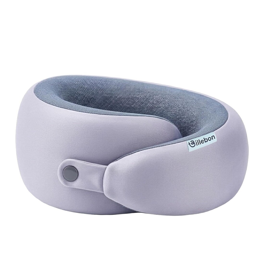 Billebon Cool Gel Infused Memory Foam Travel Neck Pillow Magnetic Fabric Luxury Neck Support Pillow