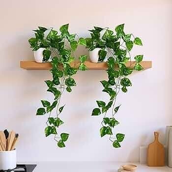 fancymart Pack of 2 Artificial Vine Plants with Small Pot (45 cm) 