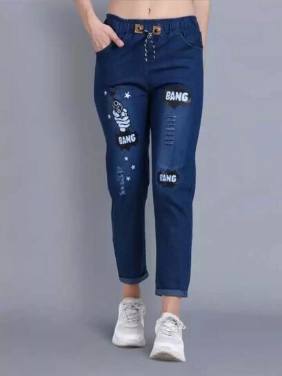 Westoin Girls Jogger Fit Mid Rise Blue Jeans