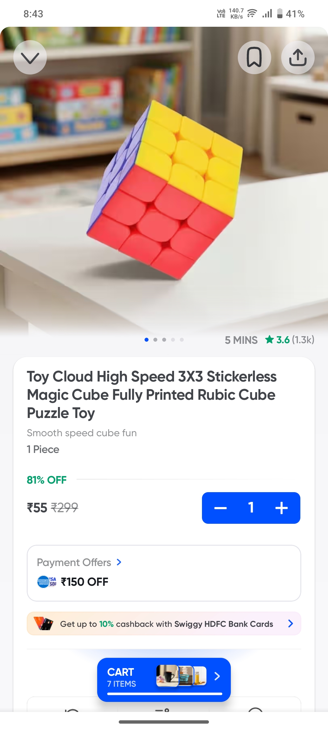 Toy Cloud High Speed 3X3 Stickerless Magic Cube Fully Printed Rubic ...