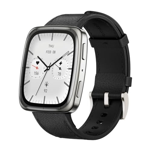 Amazfit Active 2 Square (Smartchoice), 2000 Nits Bright AMOLED Display Black Leather