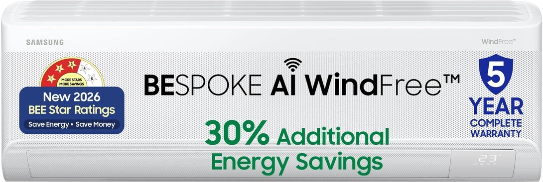Samsung Bespoke AI 2026 Model 1.5 ton 3 Star Split WindFree Inverter AC (White)