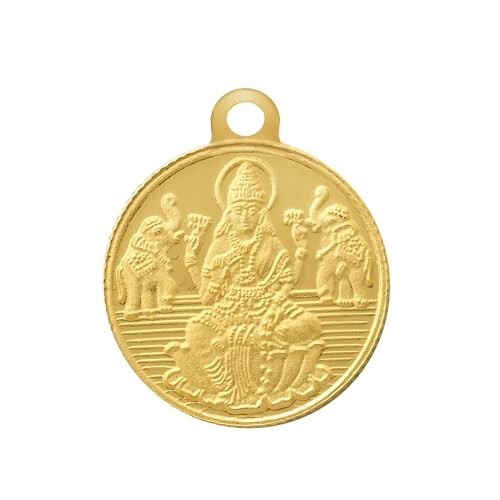 Bangalore Refinery 2 Gram Round Lakshmi 24k Gold Pendant (without hook)