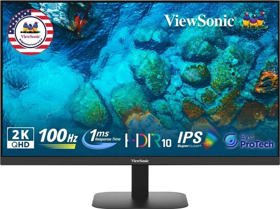 ViewSonic 68.58 cm (27 inch) Quad HD LED Backlit IPS Panel Monitor (VA2708-2K-MHD) (Response Time: 1 ms, 100 Hz Refresh Rate)