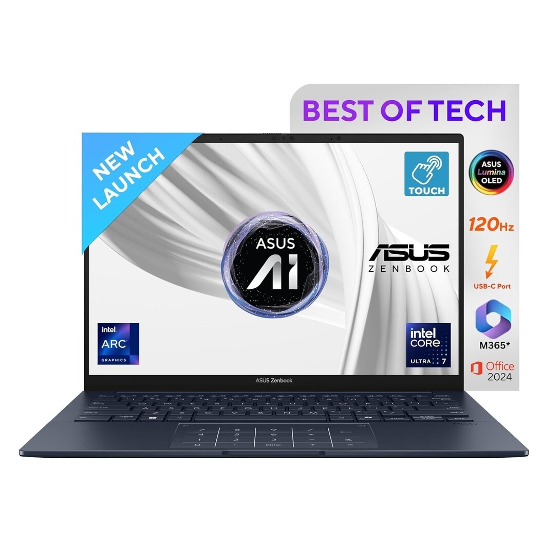 ASUS Zenbook 14,Intel Core Ultra 7 (Series 2),  OLED Touch Screen,14",Windows 11,M365 Basic  Thin & Light Laptop