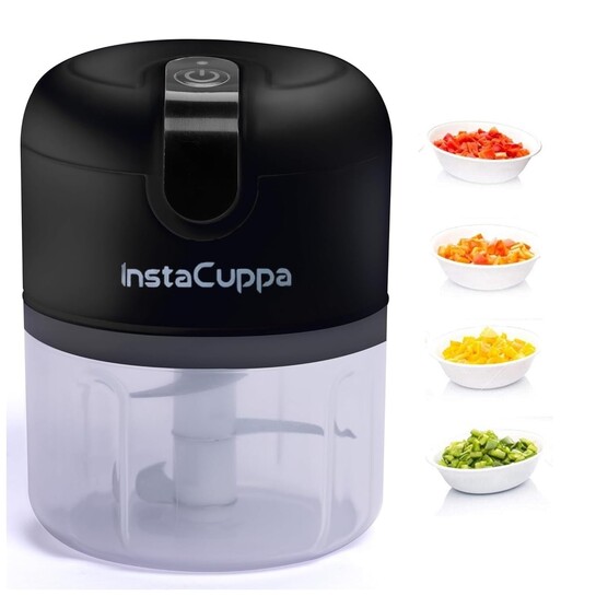InstaCuppa Rechargeable Mini Electric Chopper, Stainless Steel Blades, One-Touch Operation