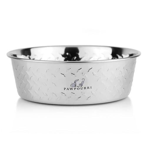 Diamond Plated Anti-Skid Stainless Steel Water and Food Feeding Bowl 1800Ml,27X27X8.9 Cm