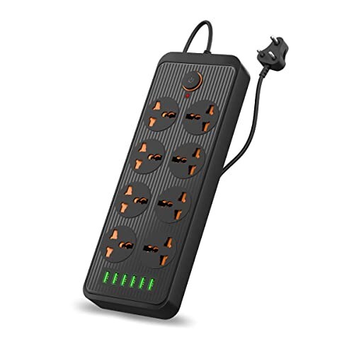 78% off on - Portronics Power Plate 7 with 6 USB Port + 8 Power Sockets Power Strip Extension Board with 2500W, 3Mtr Cord Length, 2.1A USB Output(Black), 250 Volts - Rs. 449