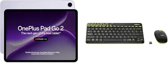 OnePlus Pad Go 2 wifi Tablet + Logitech MK240 Nano Wireless USB Keyboard and Mouse Set