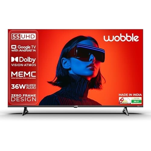 Wobble 138.7 cm (55 inches) K Series 4K UHD Smart Goggle LED TV WB55UDAGU2875D25