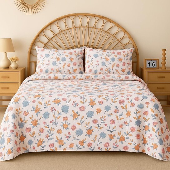 BSB HOME 100% Cotton CloudTouch Double Bed Bedsheet Set 
