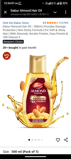Dabur Almond Hair Oil - 500ml 