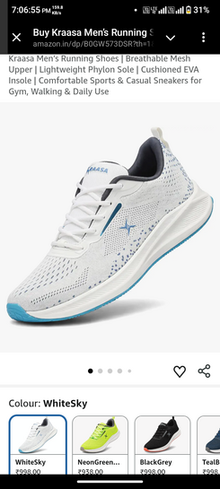 Kraasa Men’s Running Shoes | Breathable Mesh Upper | Lightweight Phylon Sole | Cushioned EVA Insole | Comfortable Sports & Casual Sneakers for Gym, Walking & Daily Use