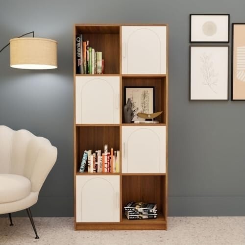 Cube Arch Engineered Wood Open & Closed Bookshelf | Display Unit