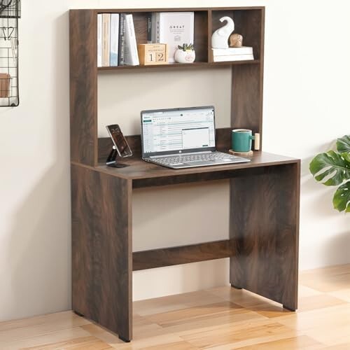ABOUT SPACE Study Table with Hutch - Computer Table with Storage for PC