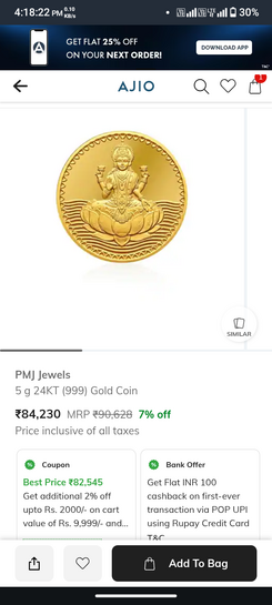PMJ Jewels 5 g 24KT (999) Gold Coin 
