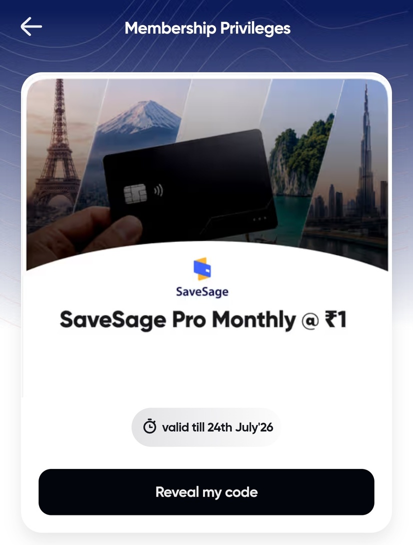 Swiggy one privilege - Savesage pro monthly @ 1rs