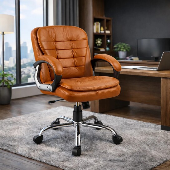 Oakcraft Leatherette Office Executive Chair (TAN, Optional Installation Available)