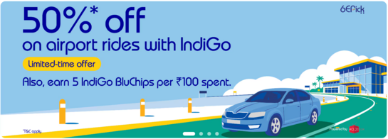INDIGO 50% off on Airport Rides